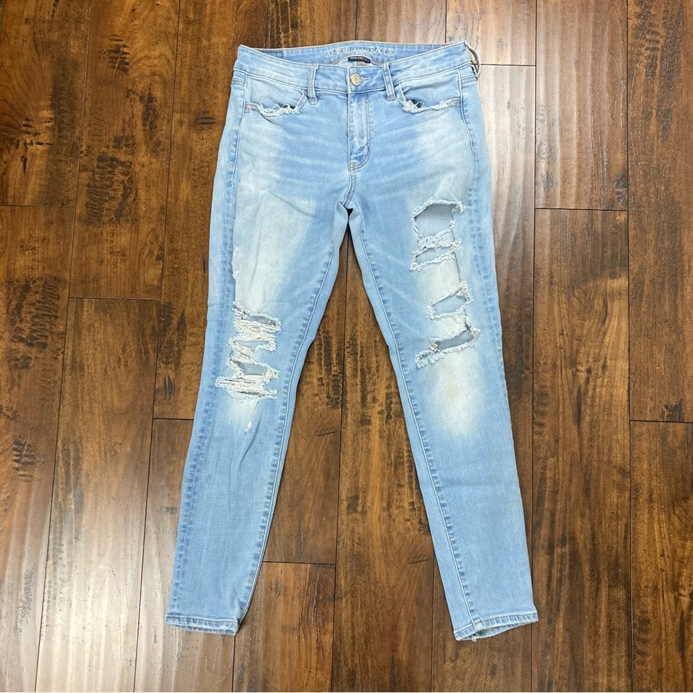 AMERICAN EAGLE Women’s Jegging Jeans Light Wash Super Stretch X Size 8 Reg